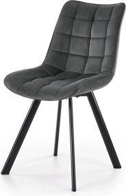 Velúr kárpitozott étkező szék konyha nappali steppelt szürke K332