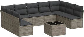vidaXL 10 részes szürke polyrattan kerti ülőgarnitúra párnákkal