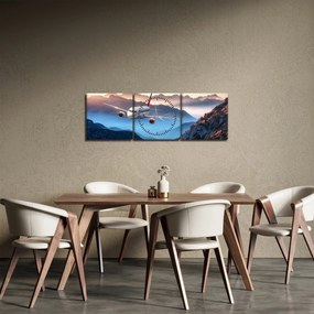 Kép - Repülőgép a hegycsúcsok felett (órával) (90x30 cm)
