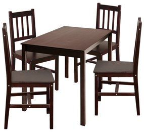 Étkezőasztal 8848H sötétbarna lakk + 4 szék 869H sötétbarna lakk