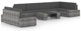 vidaXL 8 részes szürke polyrattan kerti ülőgarnitúra párnákkal