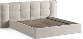 Bézs kárpitozott ágyneműtartós franciaágy ágyráccsal 200x200 cm Eric – Micadoni