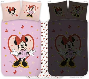 Disney Minnie Heart sötétben világító gyerek, ovis ágyneműhuzat 100x135cm, 40x60cm