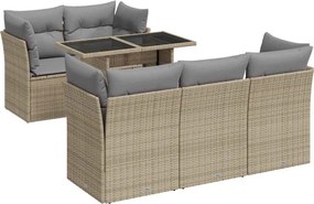 vidaXL 6 részes bézs polyrattan kerti ülőgarnitúra párnával