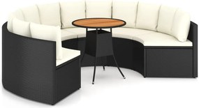 vidaXL 7 részes fekete polyrattan kerti kanapészett párnákkal