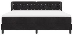 Boxspringágy Matrac Készlettel Fekete 180x200 cm Bársony