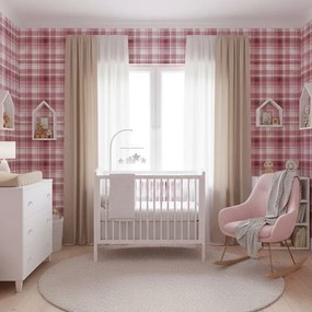 Parato Cristiana Masi Blooming Garden 11 Tartan mályva-rózsaszín kockás vlies tapéta – 8389