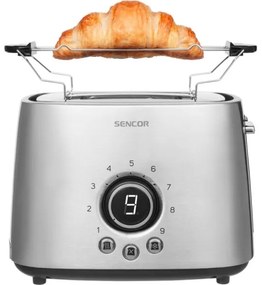 Sencor - Kenyérpirító két nyílással és melegítőráccsal 1000W/230V ezüst
