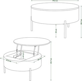 Mazzoni FRIDA Elegáns Diófa – MODERN DOHÁNYZÓASZTAL FELHAJTHATÓ LAPPAL ÉS TÁROLÓVAL