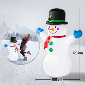 Monzana Világító Hóember felfújható, 120cm, fehér