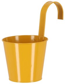 Korlátra akasztható kampós virágcserép, 16 cm átmérőjű, sárga