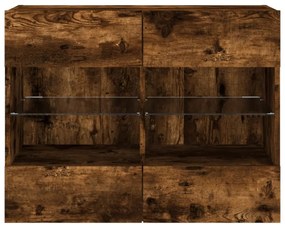 füstös tölgy színű fali TV-szekrény LED-ekkel 78,5x30x60,5 cm