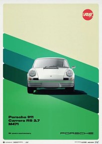 Művészeti nyomat Porsche 911 RS - 50th Anniversary - 1973 - White, Automobilist