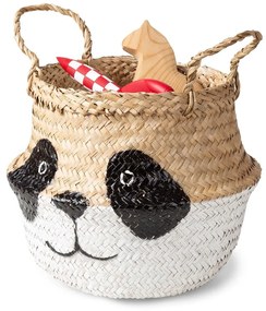 Fehér-natúr színű tengerifű játéktároló kosár ø 25x24 cm Panda – Compactor