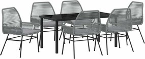 vidaXL Kert étkező szett párnával 7 pcs Szürke polirattan