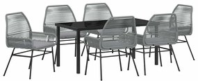 vidaXL Kert étkező szett párnával 7 pcs Szürke polirattan