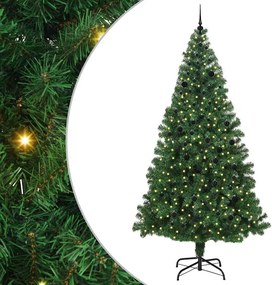 vidaXL Mű karácsonyfa 300 LED-del Zöld 240 cm PVC és Acél és Műanyag