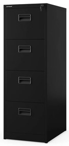 Fém irattartó szekrény, 4 fiókos SARA V4, 460 x 1320 x 620 mm, fekete