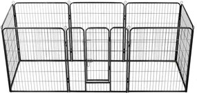 vidaXL fekete színű acél kutyakennel 8 panelből 80 x 100 cm