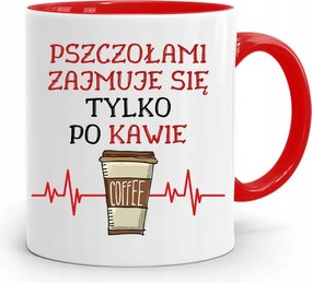 Piros Méhész Bögre Kávé Utáni Foglalkozásra, fényképes nyomattal