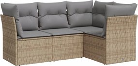vidaXL 4 részes bézs polyrattan kerti ülőgarnitúra párnákkal