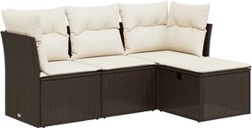 vidaXL 4 részes barna polyrattan kerti ülőgarnitúra párnákkal