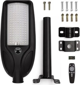 LED dimmelhető napelemes utcai lámpa érzékelővel VENICE 100W/6000 mAh IP65 fekete + távirányító