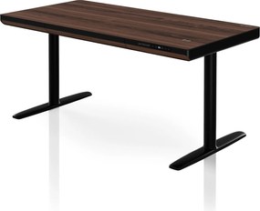 Elektromos ülő-álló íróasztal fiókkal és Qi vezeték nélküli töltővel fekete/dió, 1400 mm: ELLIS