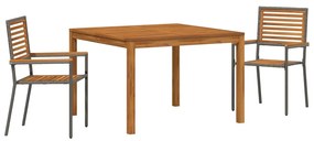 vidaXL Kert étkező szett 3 pcs Szürke Tömör Akácfa