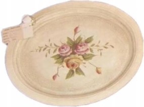 Nagy Ovális Tálca Rusztikus Stílusban Virágokkal Dekoráció Alátét
