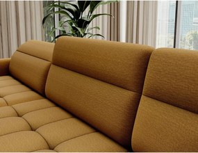 Sárga bársony kinyitható-tárolóhelyes sarokkanapé (jobb oldali-U alakú) Berrto – ELTAP