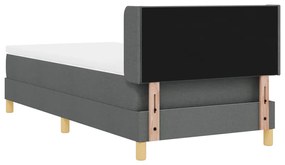 Boxspring ágy matraccal, sötétszürke, 90 x 200 cm, textil