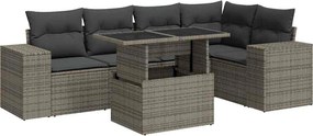 vidaXL 6 részes szürke polyrattan kerti ülőgarnitúra párnákkal