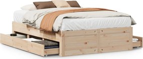 vidaXL tömör fenyőfa fiókos ágykeret matrac nélkül 150 x 200 cm
