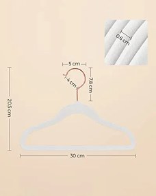 50 darabos csomag gyerek bársony fogasok rózsaarany horgokkal, fehér