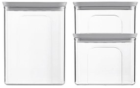 STEFANPLAST 3 darabos Tosca téglalap alakú tálak készlet, átlátszó/szürke