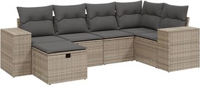 vidaXL 6 részes szürke polyrattan kerti ülőgarnitúra párnákkal