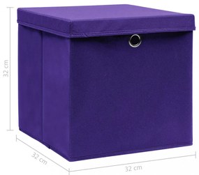 10 db lila szövet tárolódoboz fedéllel 32 x 32 x 32 cm