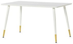 Asztal Charleston 259Fehér, Sárgaréz, 75x80x140cm, Közepes sűrűségű farostlemez, Fém