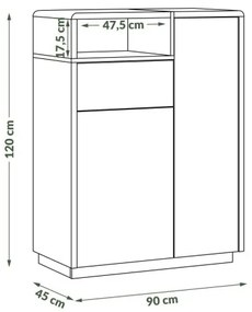 FRED fiókos komód fehér/szürke