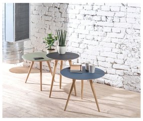 Arp tölgyfa tárolóasztal fekete asztallappal, ⌀ 55 cm - Gazzda