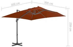 terrakotta színű konzolos napernyő alumínium rúddal 300x300 cm