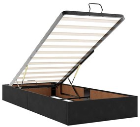 Ottomán ágykeret matracokkal fekete 80x200cm bársony