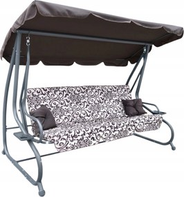 Családi kerti hinta napellenzővel Barna mintás Textil 2x1 Állítható