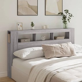 szürke sonoma szerelt fa LED-es fejtámla 180x18,5x103,5 cm