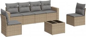 vidaXL 7 részes bézs polyrattan kerti ülőgarnitúra párnákkal