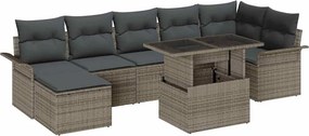 vidaXL Kerti Kanapé Szett párnával 8 pcs Szürke Poli rattan