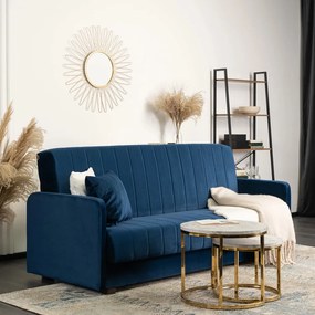 Zestaw 2x Sofa Rozkładana PORTO Granatowa Welurowa