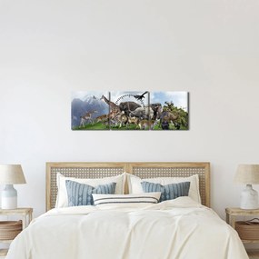 Kép - állatok a szigeten (órával) (90x30 cm)