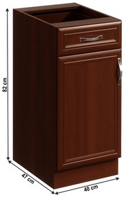 Alsószekrény D40S1, balos, dió Milano, SICILIA